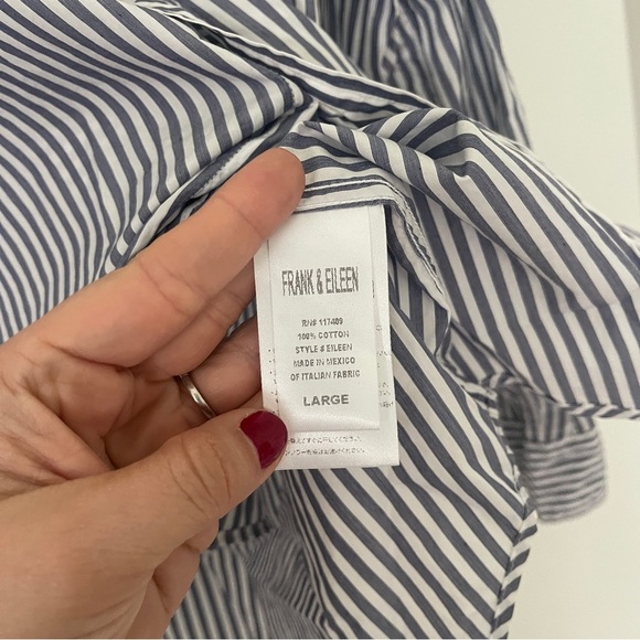 Frank & Eileen Poplin Eileen Blue White Striped Lightweight Button Down - Picture 5 of 6